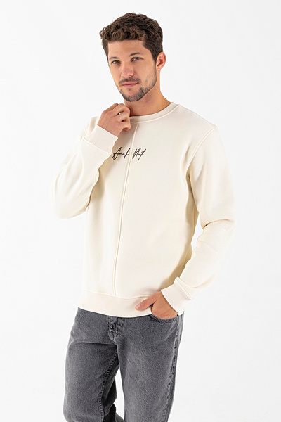 JB John Borners Чоловічий велосипедний комір з вишивкою Шардон 3 нитки Світло-бежевий - 26K 8504