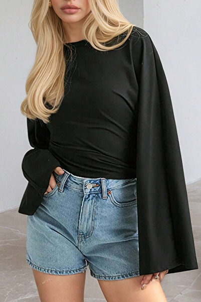 Tarz Cool Black - White 2-Pack Women's Long Sleeve Waist-Fitted Blouse