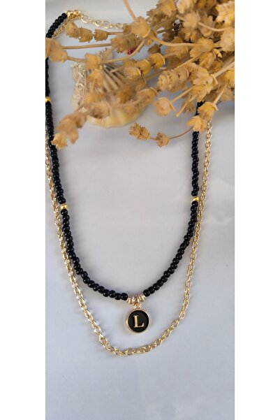 MYSTERY TAKI AKSESUAR قلادة بحرف مختار مع سلسلة سوداء