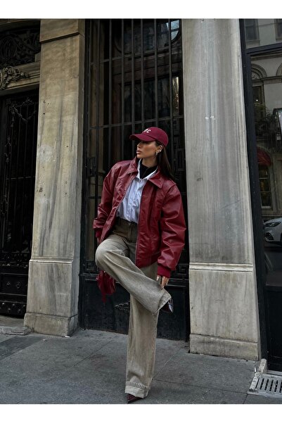 ForOus Leather Jacket with Sewing Detailing and Lining