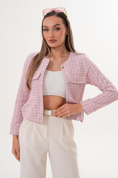 ŞİMAL Дамско сако с кръгла яка, копчета и пайети 255346 -