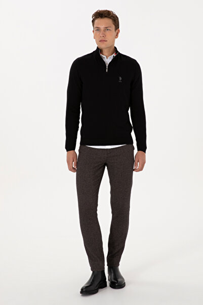 U.S. Polo Assn. Men's Dark Brown Slim Fit Canvas / Chino Trousers 50309907-Vr084