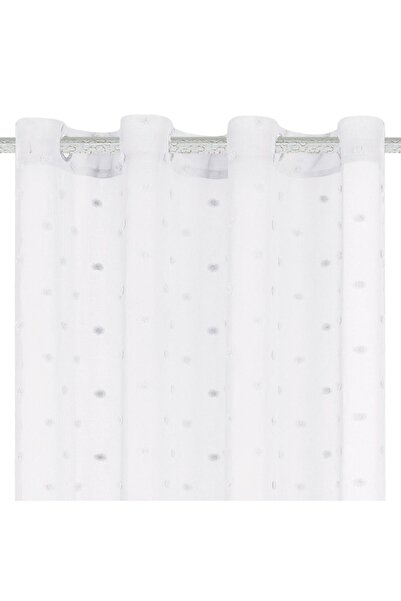SHOPIENS Decorative Curtain with Fringes and Rings, White, 140x260 cm - MYONNA
