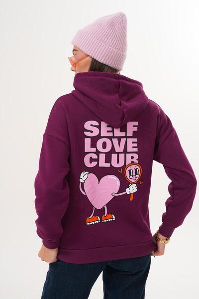 ŞİMAL Women's Back Printed Hooded Three Thread Sweatshirt 255389 -