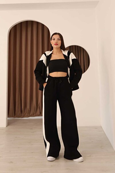 asur boutique Asur Boutique Women's 3 Thread Ş Fleece-Lined B Piped Tracksuit Set