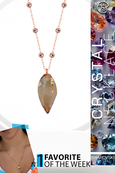 Twem Silver قلادة ذهبية اللون مرصعة بأحجار الزركونيا الكريستالية من سواروفسكي...