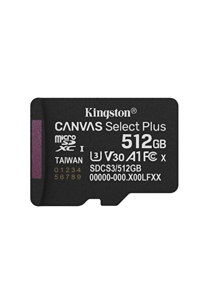 Kingston Technology 512GB microSDXC Canvas Select Plus Gen3 150R A1 Single Pack w/o ADP