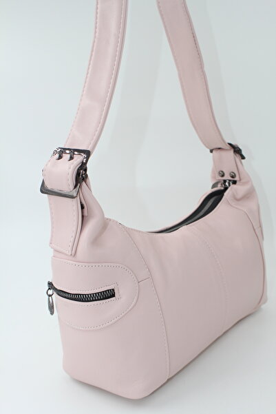 Rosso Collina Genuine Leather Women's Shoulder Bag Pisa Model Powder Pink Real Leather, Stylish and Daily Use 12×32×17cm