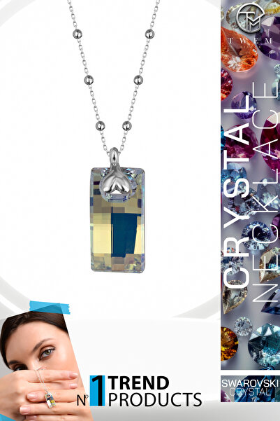 Twem Silver قلادة باجيت مرصعة بحجر الزركونيا الكريستالي من سواروفسكي |   قصة ...