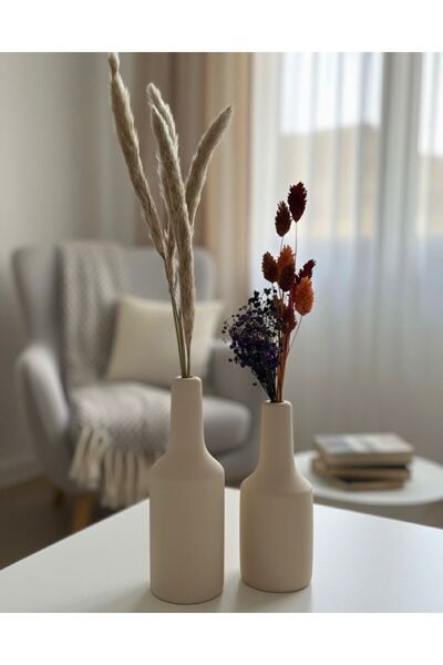 Nera Tasarım Doğal Ahşap Dekoratif Vazo Seti (20cm-17cm) 2 Parça