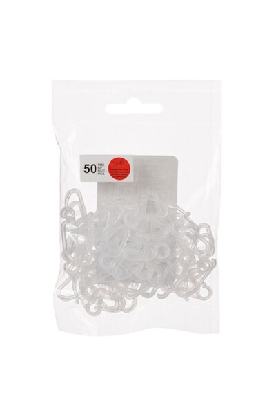 SHOPIENS Curtain Hooks Set, 50 Pieces, Plastic, Transparent