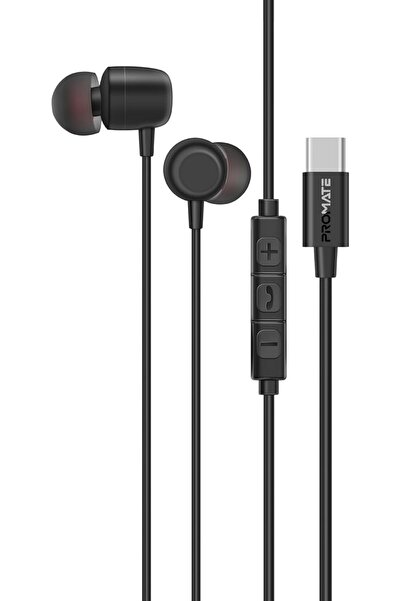 Promate Silken-ENC High-Fidelity USB-C Earphones with ENC Mic (Black)