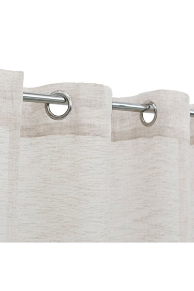 SHOPIENS Decorative Curtain Ecru with Gold Lurex, Rings 140x260cm, Polyester