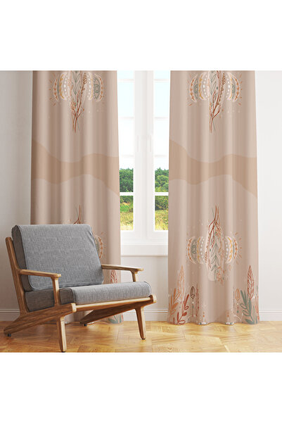LadiesHome Boho Style Moon and Leaf Patterned Single Wing Background Curtain 140X260 cm