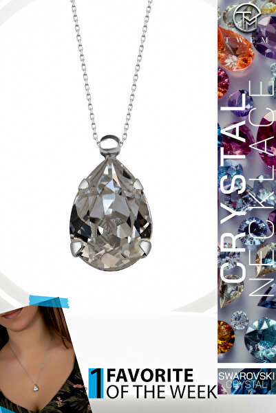 Twem Silver Zirconia Swaroski Crystal Taşlı Damla Kolye | Zamansız ve Her Yer...