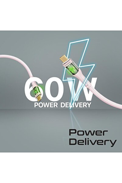 Promate TransLine-CC200 USB-C Cable, 60W PD, 480Mbps, 2m Nylon Braided (Pink)