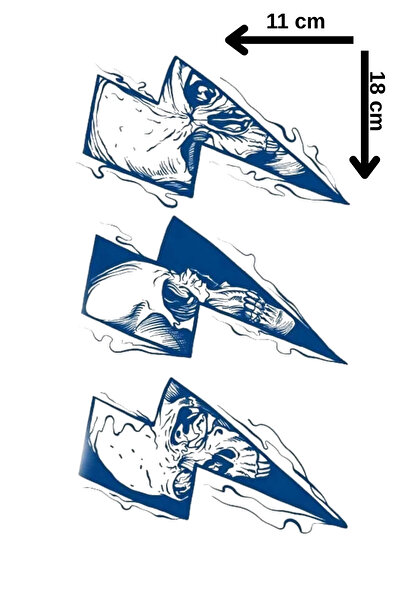 Barly 30 Gün / 1 Ay Kalıcı Şimşek Figürlü 12 Saat Sonra Kararan Geçici Dövme Tattoo