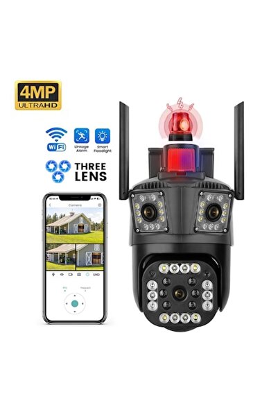 TehnoTek Cameră Wi-Fi de exterior WS-Q204V, 4MP, panoramare 355°/înclinare 90°, vedere nocturnă color, audio bidirecțională