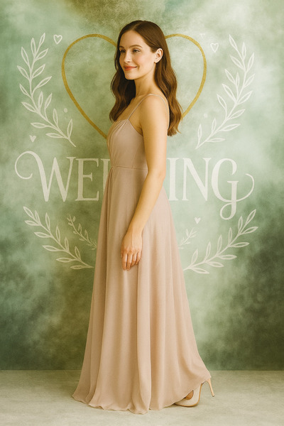 ŞIK VE MUTLU Powder Strap Lined Design Evening Dress Graduation Dress