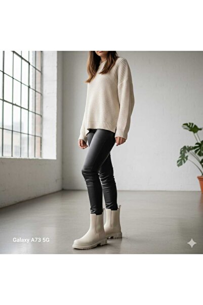 Zenvea حذاء نسائي من باميلا باللون البيج بنعل سميك مضمون