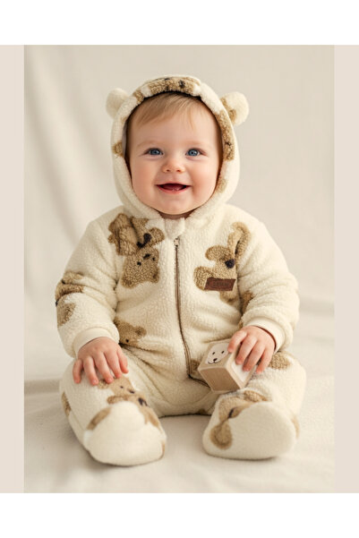 asliva Teddy Ayıcık Welsoft Peluş Bebek Tulum – 6-9 Ay