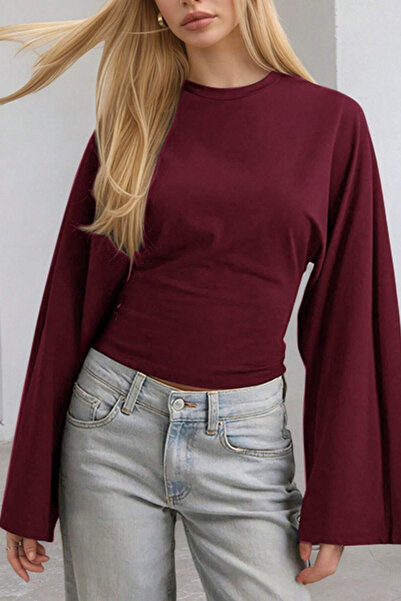 Tarz Cool Black - Burgundy 2-Piece Pack Women's Long Sleeve Waist-Fitted Blouse