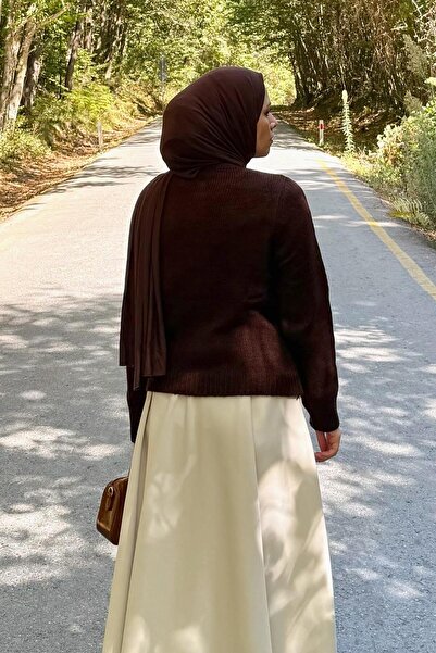 lamelif Κοντή ζακέτα με λαιμόκοψη σε καφέ χρώμα