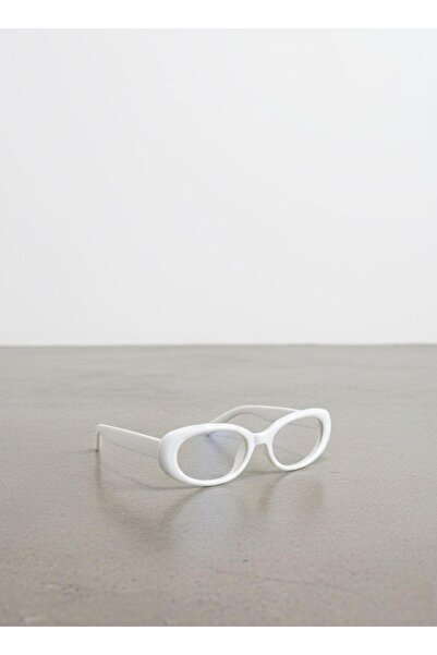 Goldmine Unisex Retro Oval Blueblock Glasses White