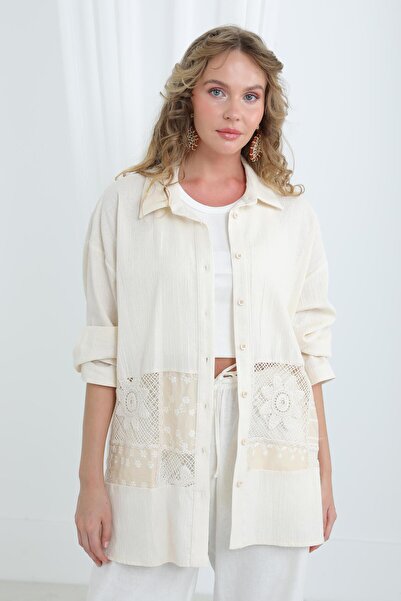 Soul Women's Lace Transitional Shirt -32325Gml - Beige
