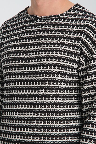 Store 100% Cotton Knit Jacquard Striped Men's Sweatshirt