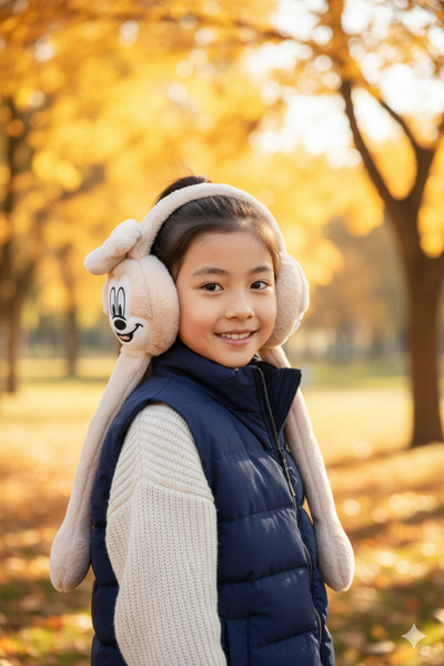 Kervan Pazar سماعات أذن شتوية للأطفال مع أشكال قطيفة وآذان متحركة وأصوات