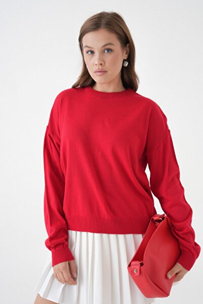 Miss Allos Women's Crew Neck Long Sleeve Knitwear Sweater