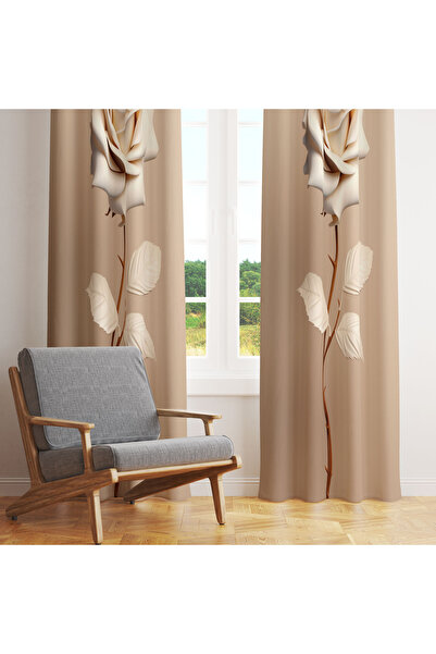 LadiesHome Perdele de fundal cu o singură aripă, bej, simplu, cu design cu o ...