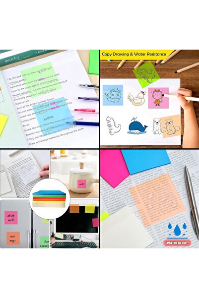 SHOPIENS Self-adhesive Plastic Sticky Notes, Multicolor, 7.5x7.5 cm, 200 Sheets