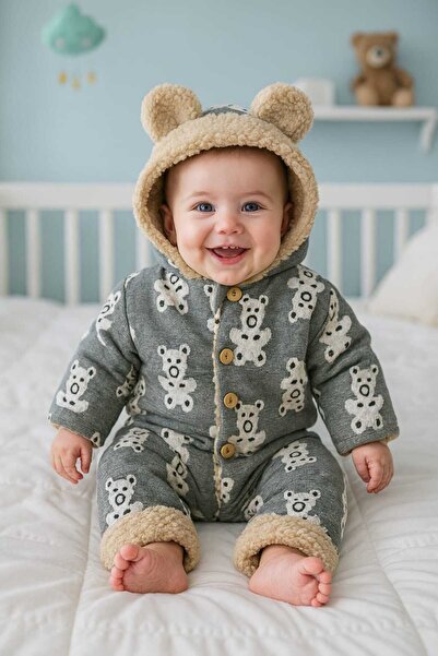 MİLAYS LİFE HOME COLLECTİON 0-3 Ay Erkek Bebek Içi Kuzu Astarlı Dışı Jakarlı ...