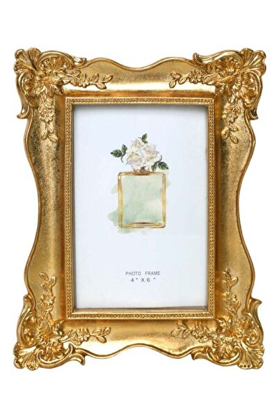 Generic Vintage Ornate Resin Picture Frame with Easel and Hook (4 x 6 in) - Gold