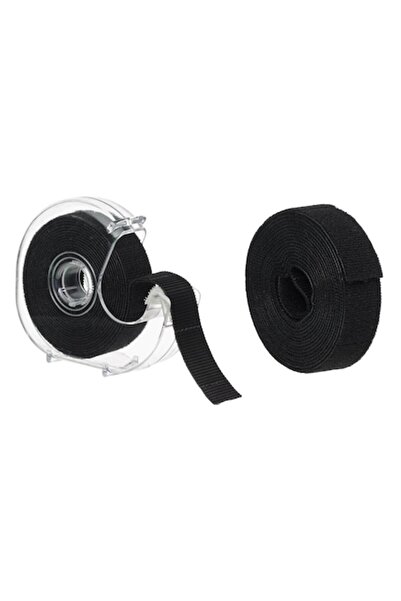 SHOPIENS Hook and Loop Adhesive Tape Set - 2 pcs, 2.5m x 2cm, Transparent & Black