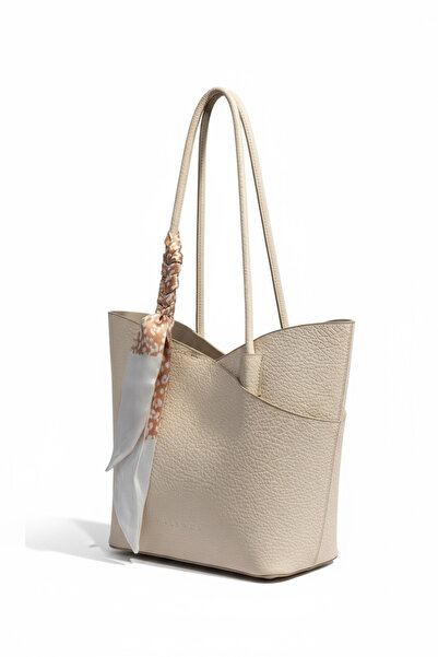 Crazy مجموعة حقيبة كتف يومية متوسطة الحجم باللون البيج وحقيبة صغيرة للنساء