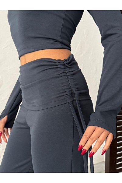Jeevee Modal Karışımlı Geniş Paça Takım – Parmak Geçmeli
