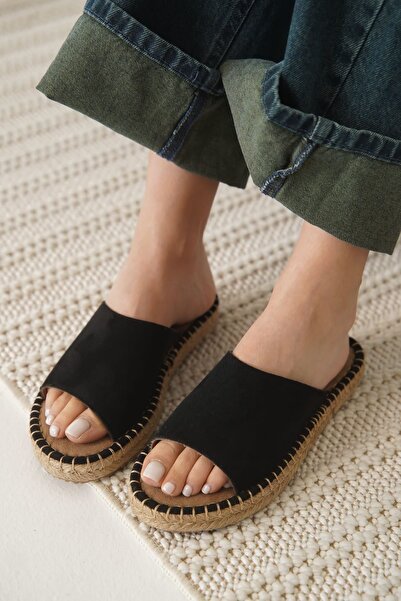 TRENDELLA Gray Suede Black Women's Slippers