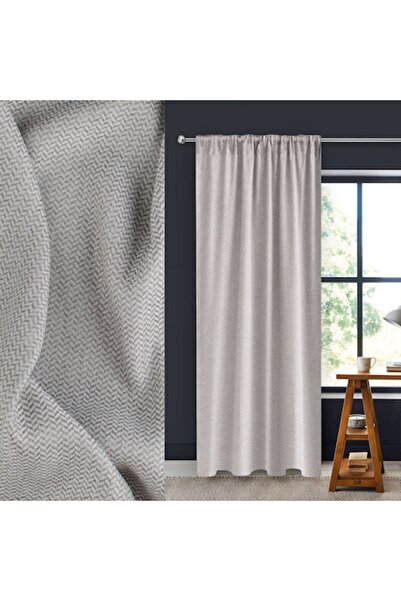 SHOPIENS Decorative Curtain, Zig Zag Pattern, Beige Brown, Size 137x260cm, Polyester