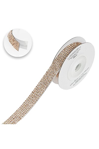 SHOPIENS Universal Adhesive Tape with Strass, 1m x 1.3cm, Rosegold