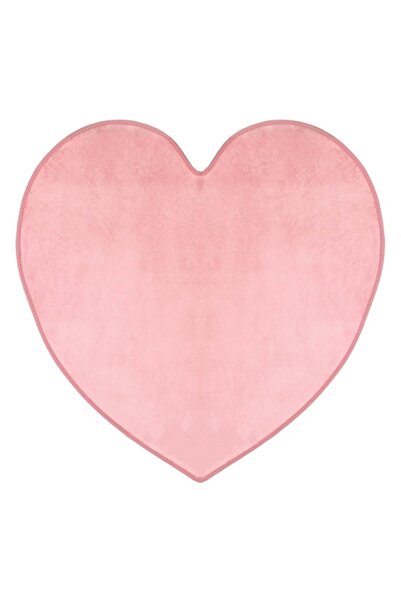 SHOPIENS Decorative Rug, Heart Pattern, Pink, 90x90 cm, Polyester, Non-slip Surface