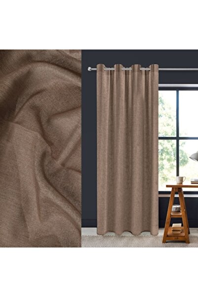 SHOPIENS Decorative Curtain, Brown, 140x260 cm, Polyester, With Rings