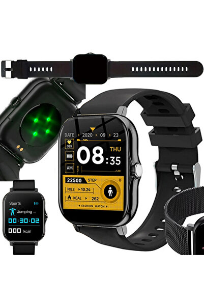 verk group Smartwatch for women and men, rubber strap, sport, Bluetooth calls, black