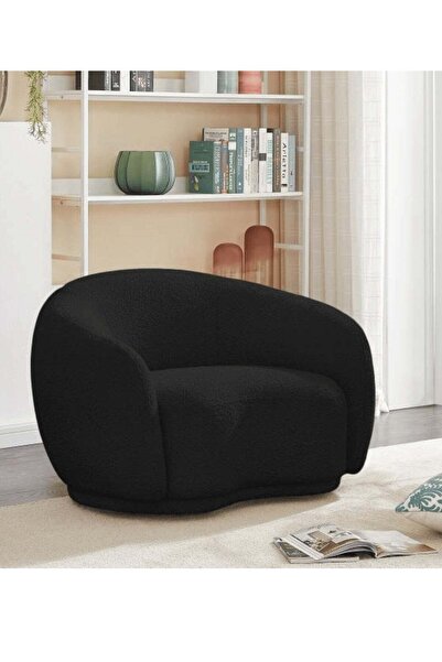 House One أريكة خشبية ملتوية مريحة ذات ظهر مدور باللون الأسود الغني بتصميم عص...