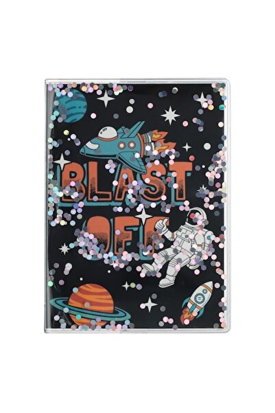 SHOPIENS A6 Notebook - Astronaut Design, 60 Sheets, Gray, Holographic Confetti