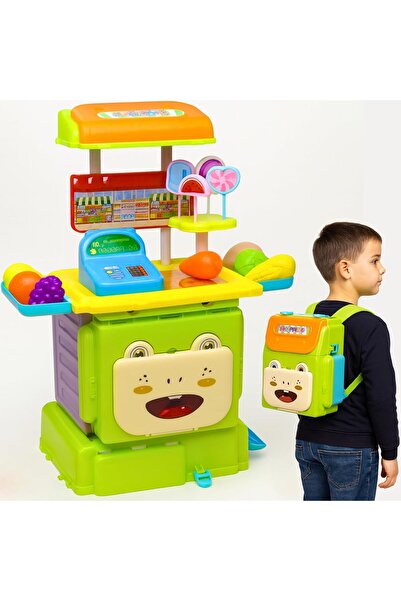 AYEBIA مجموعة لعب سوبر ماركت للأطفال 2 في 1 مع حقيبة ظهر
