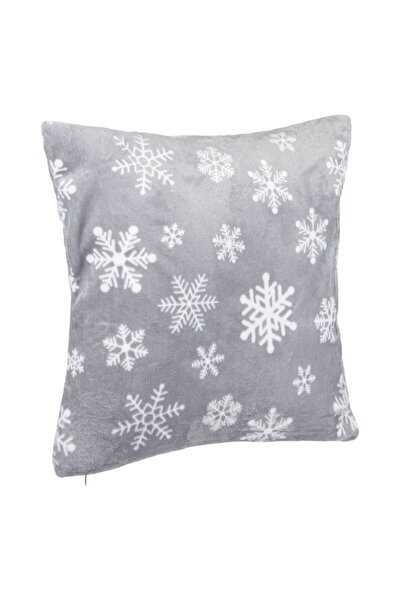 MYONNA IT & E- COMMERCE Christmas Decorative Pillow Cover, Gray with White Snowflakes, 45x45 cm