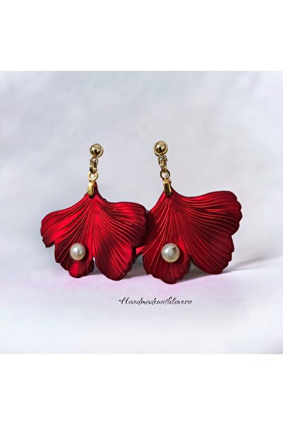 handmadewithlove Ginkgo Biloba Royal Red Earrings